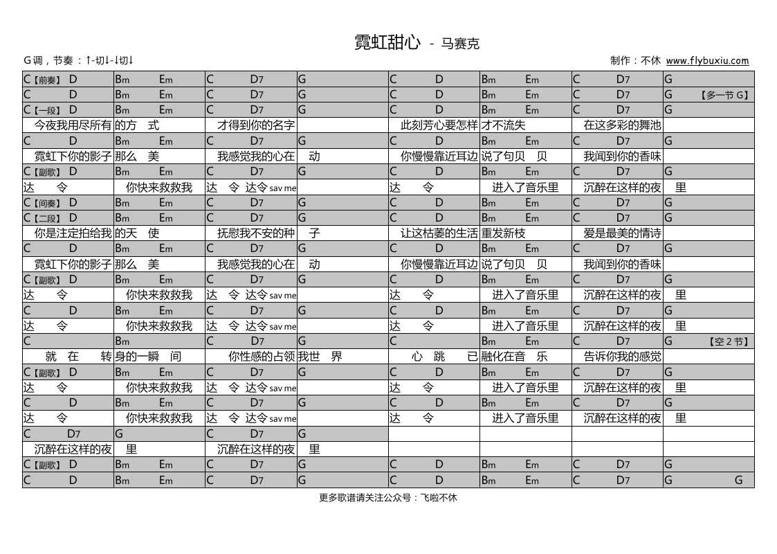 马赛克《霓虹甜心》吉他谱