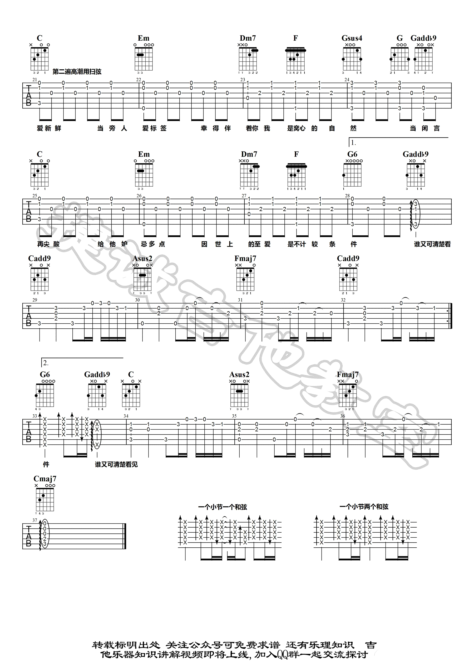 陈奕迅《无条件》吉他谱-2