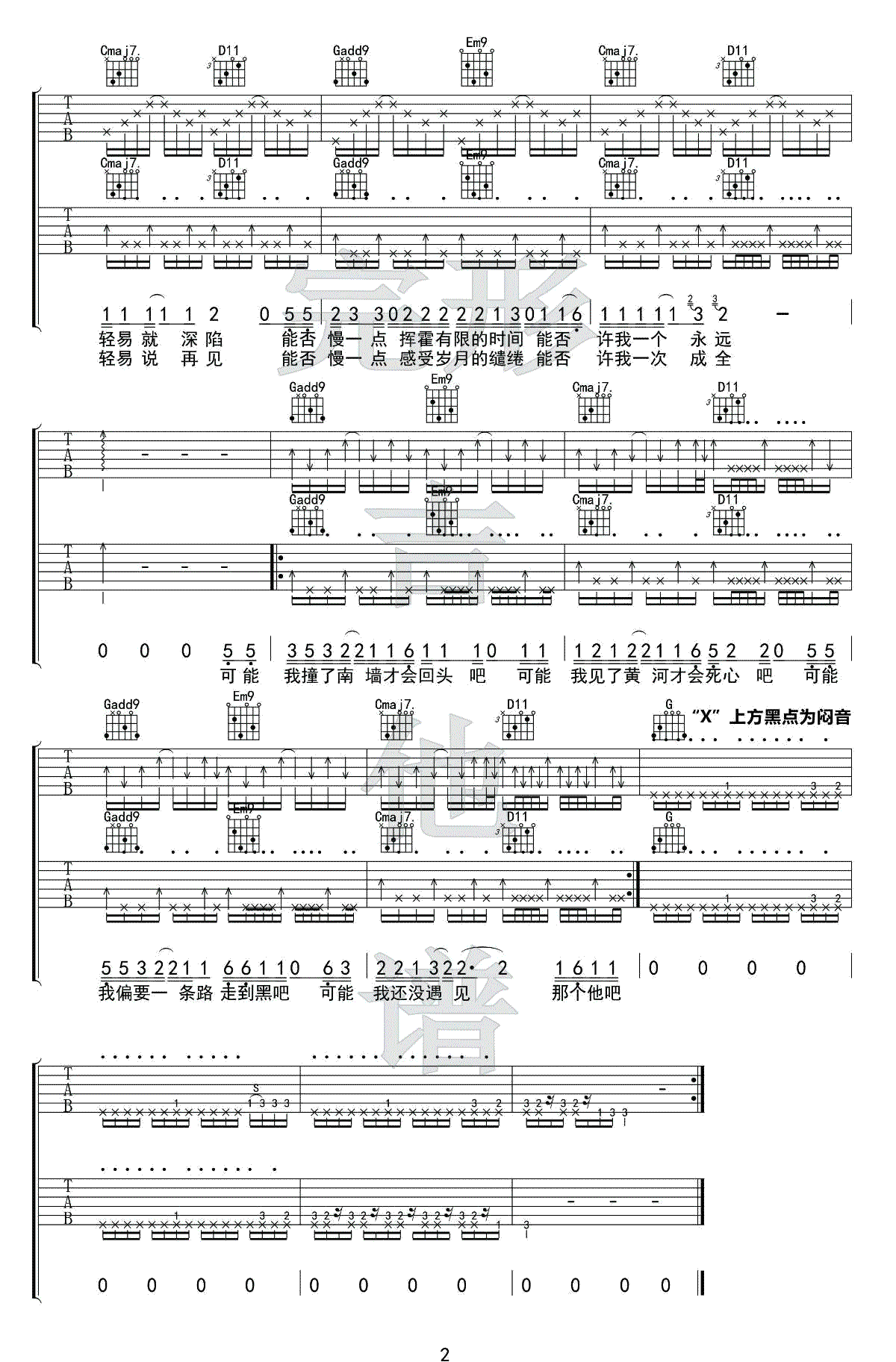腾格尔 可能否吉他谱-2