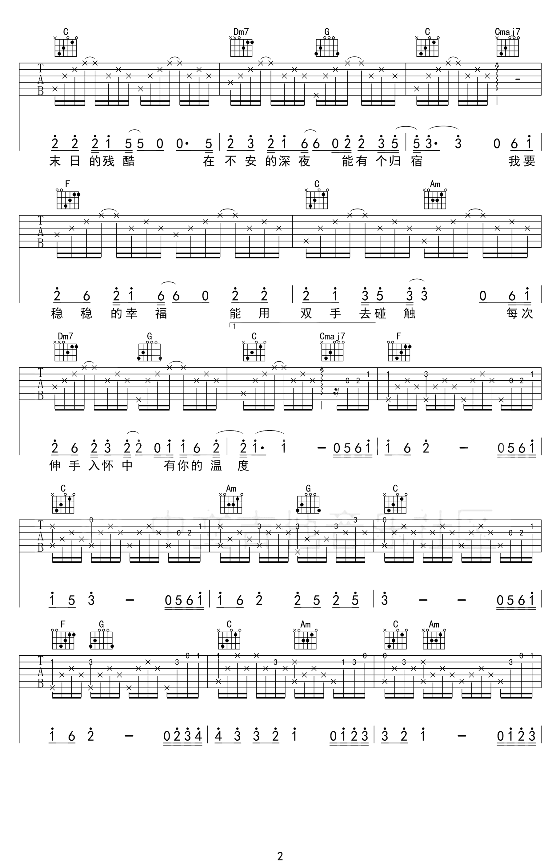 稳稳的幸福吉他谱C调_陈奕迅2