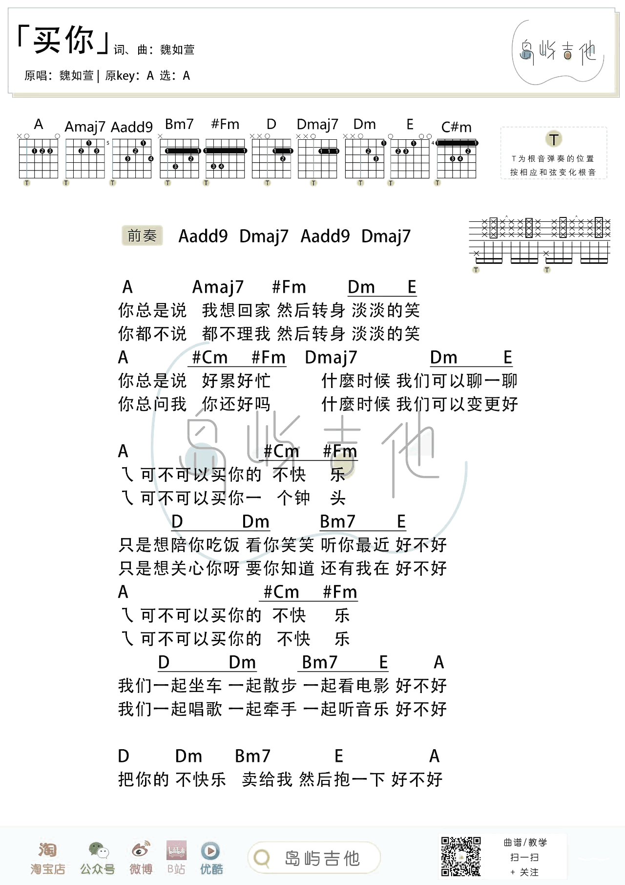 魏如萱《买你》吉他谱 弹唱教学-2