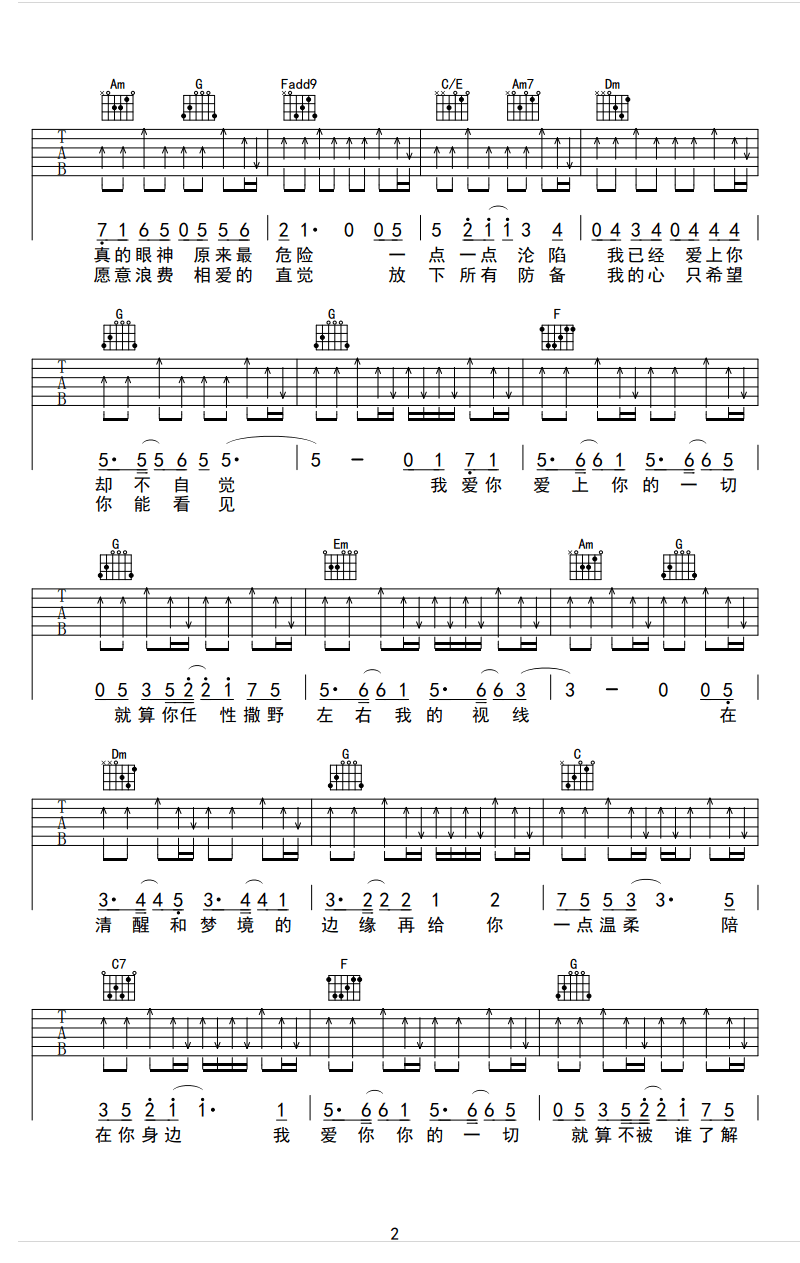陈伟霆《清醒梦境》吉他谱-2