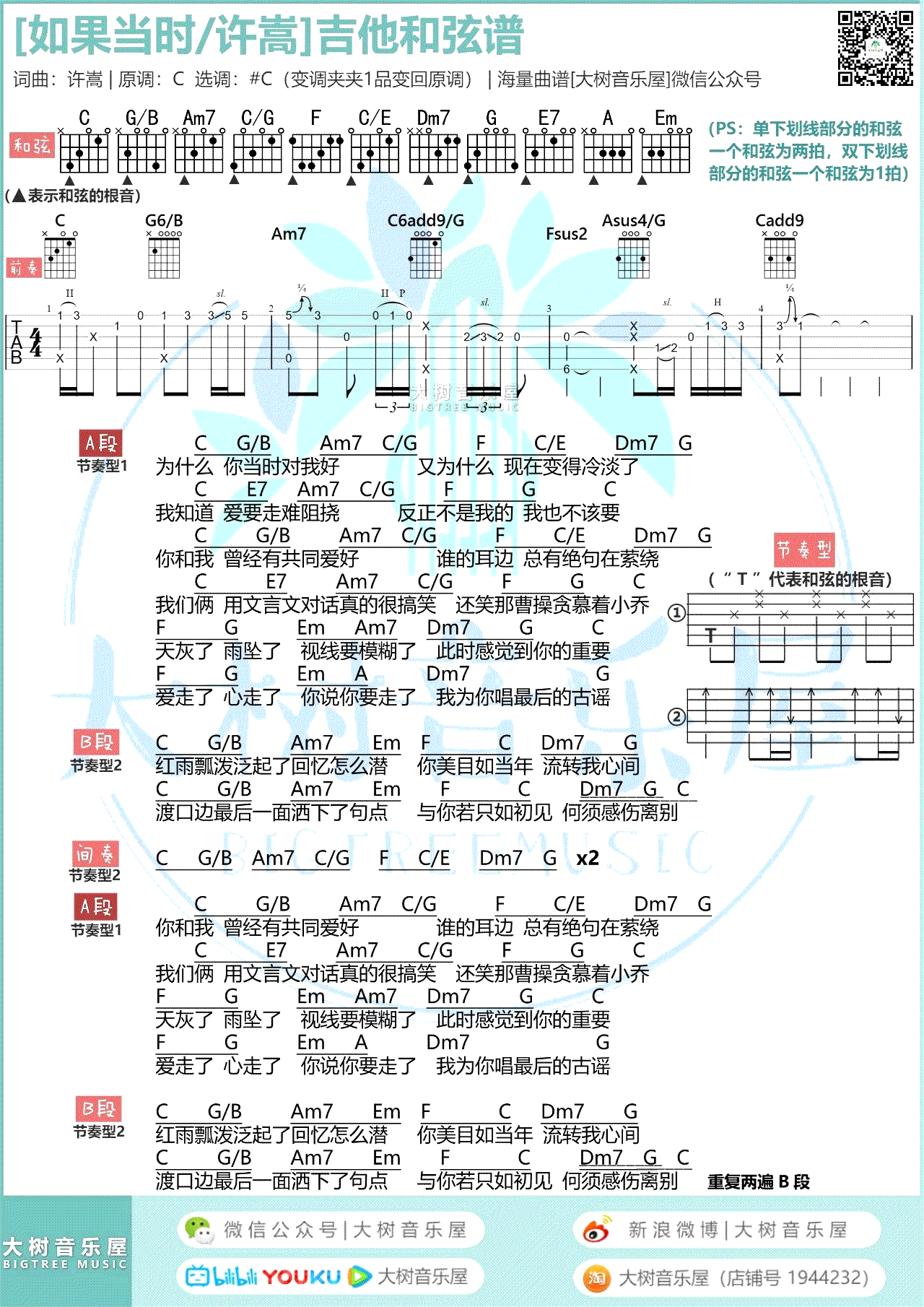 许嵩《如果当时》吉他谱-3