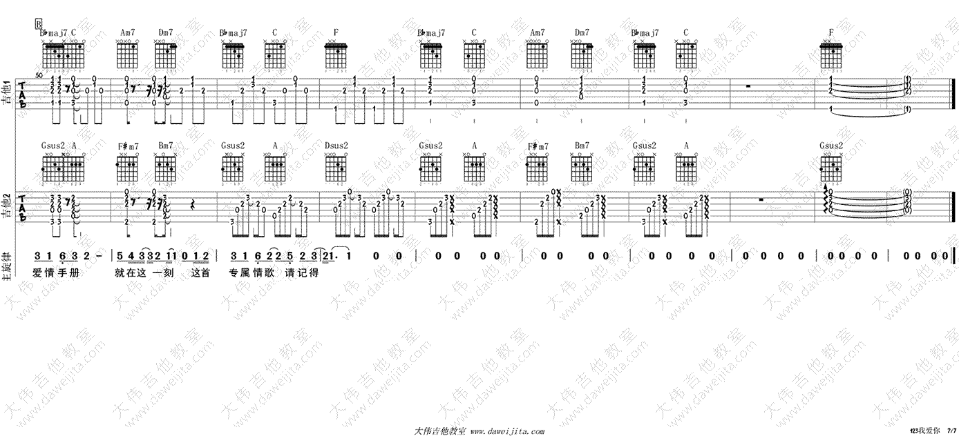 新乐尘符《123我爱你》吉他谱-7