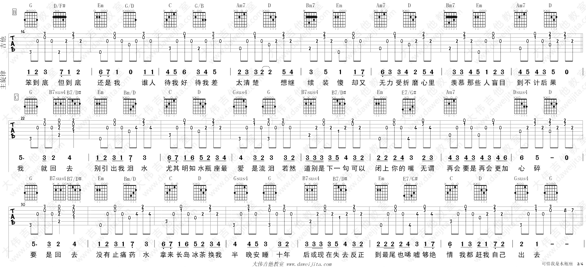 可惜我是水瓶座吉他谱2