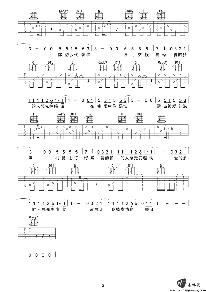 谁吉他谱 廖俊涛-2