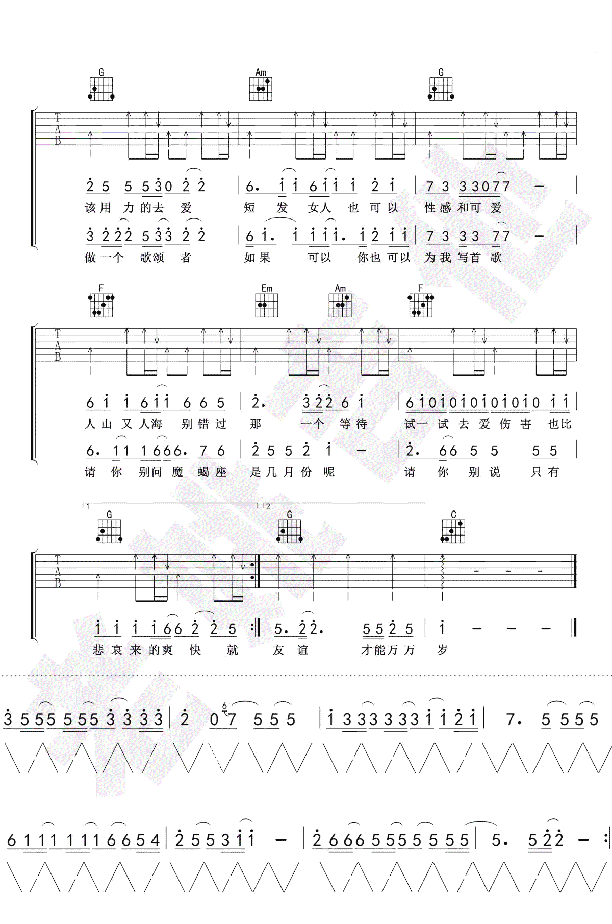 狮子座吉他谱_曾轶可-2