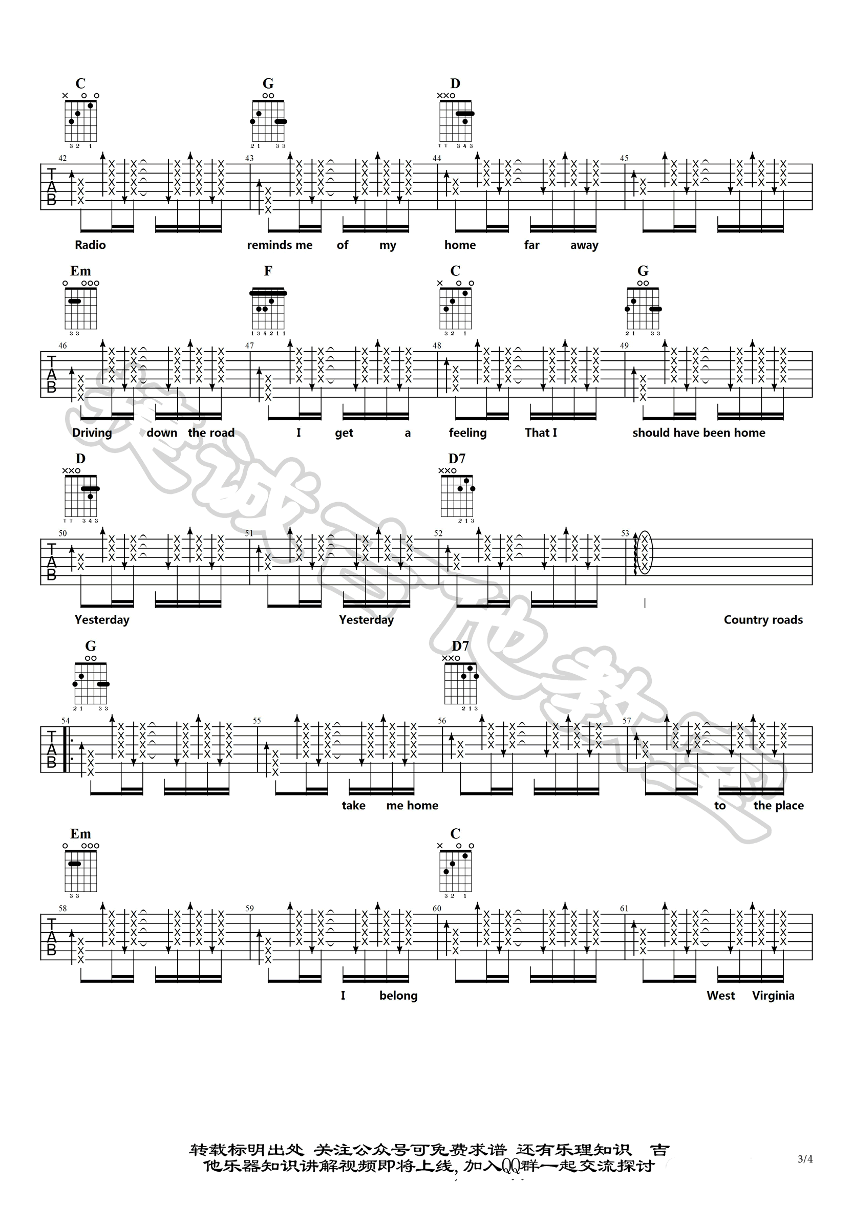 Take Me Home Country Roads 吉他谱-3