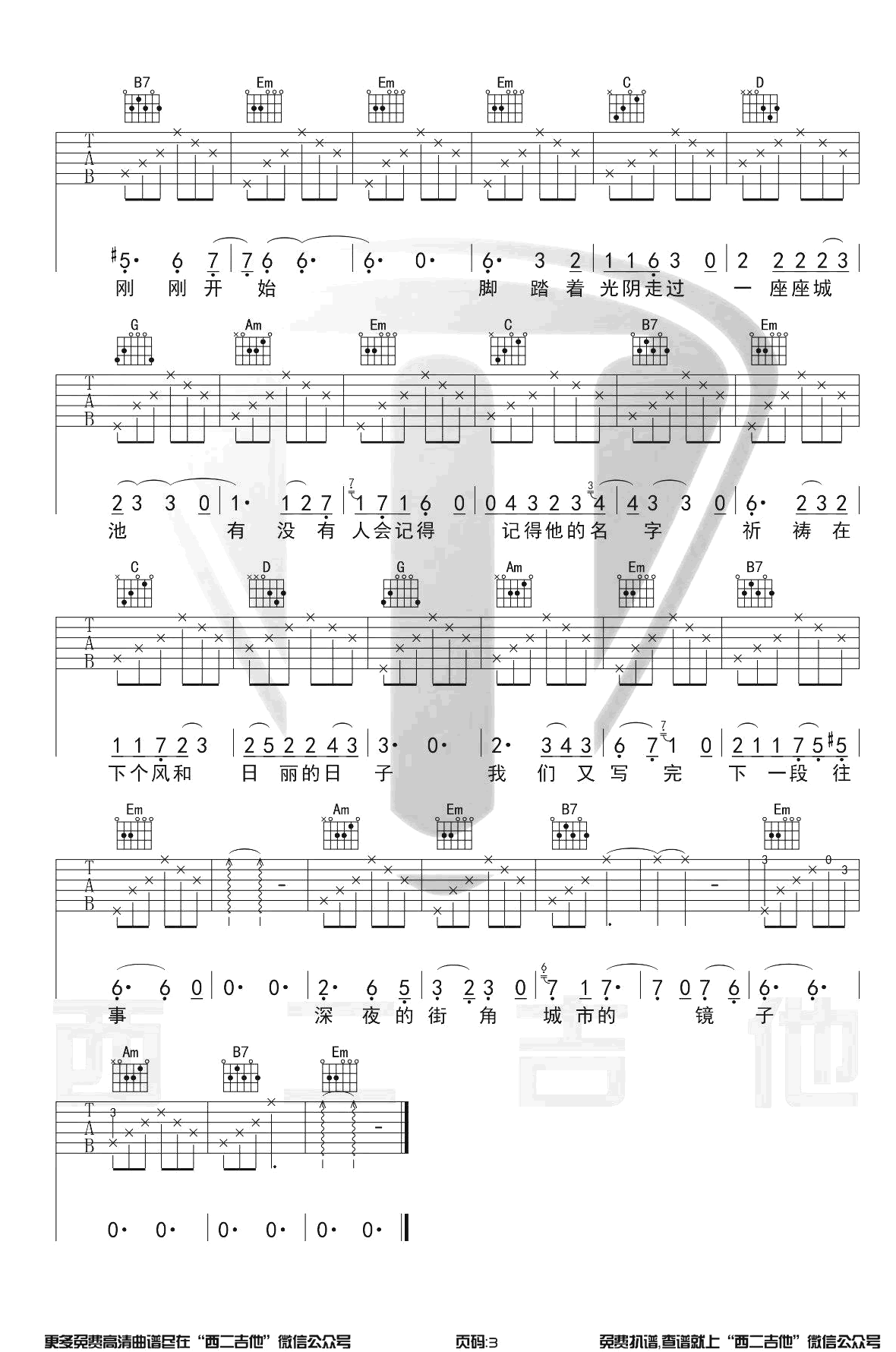 毛不易《深夜一角》吉他谱-3