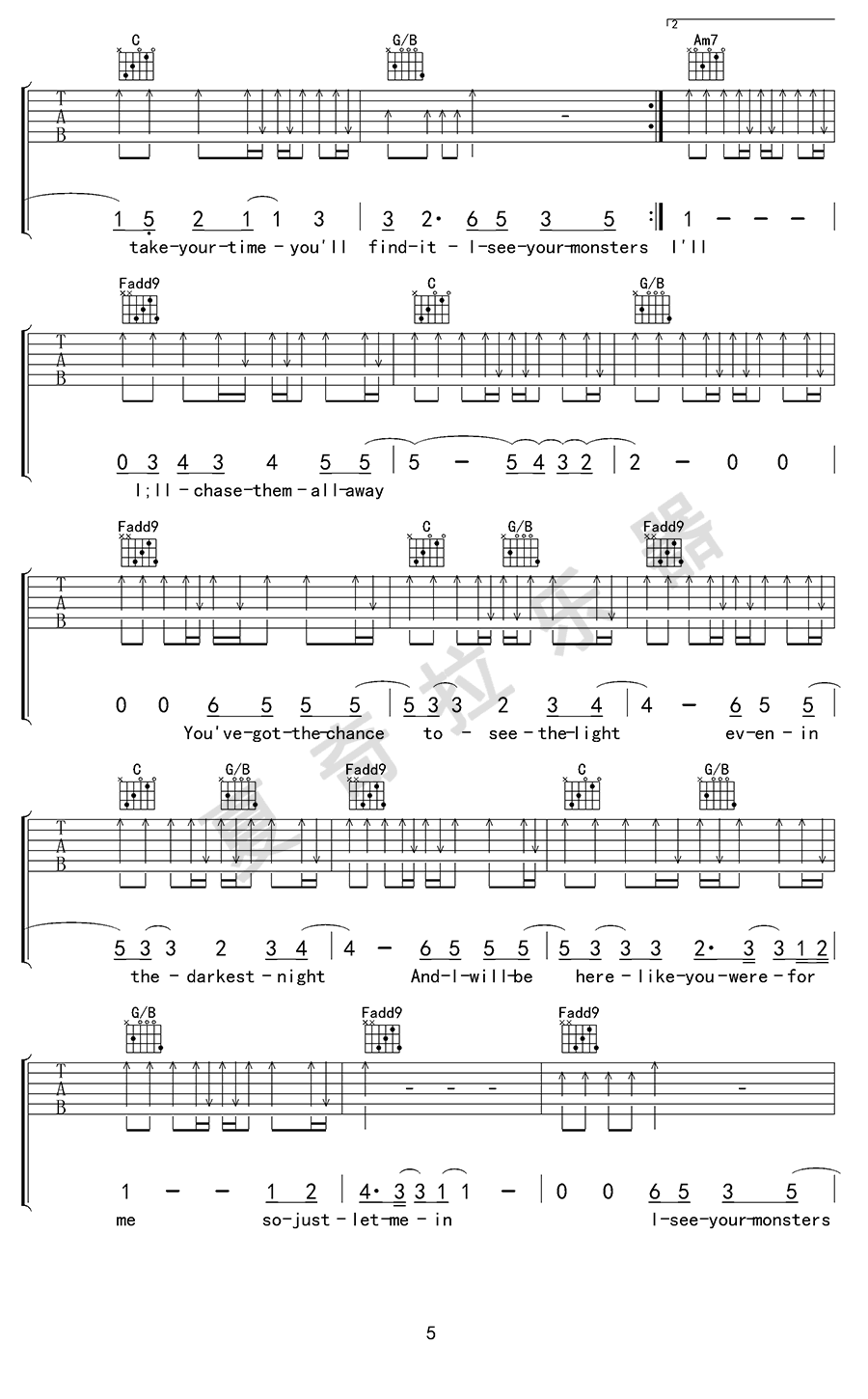 Monsters吉他谱 Katie Sky-5