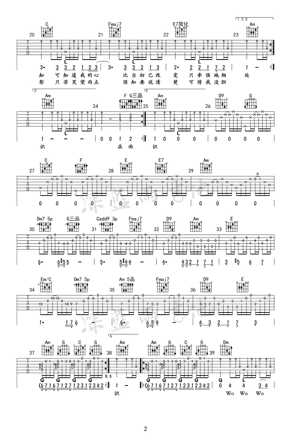 Beyond《冷雨夜》吉他谱-2