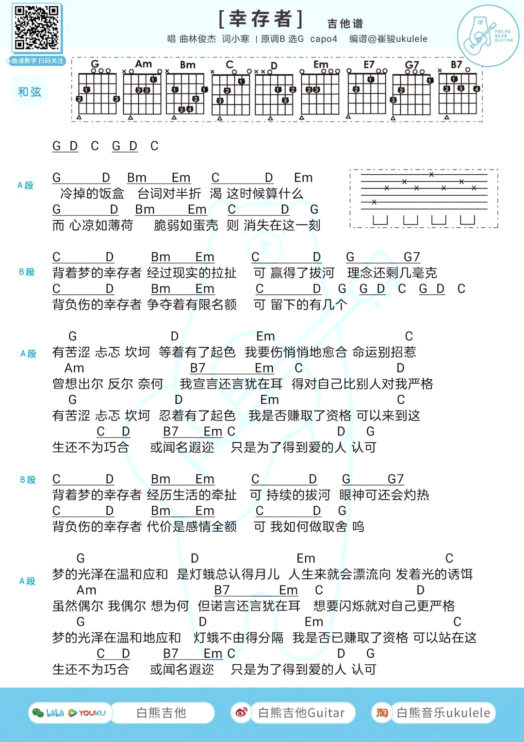 林俊杰 幸存者吉他谱