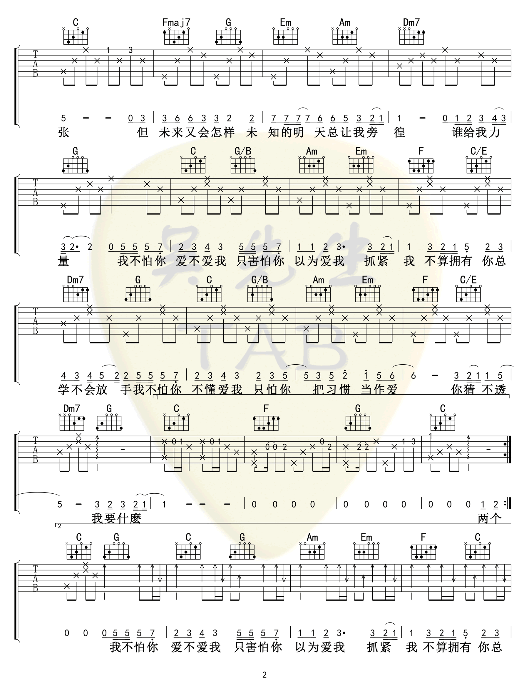 容祖儿《这就是爱吗》吉他谱-2