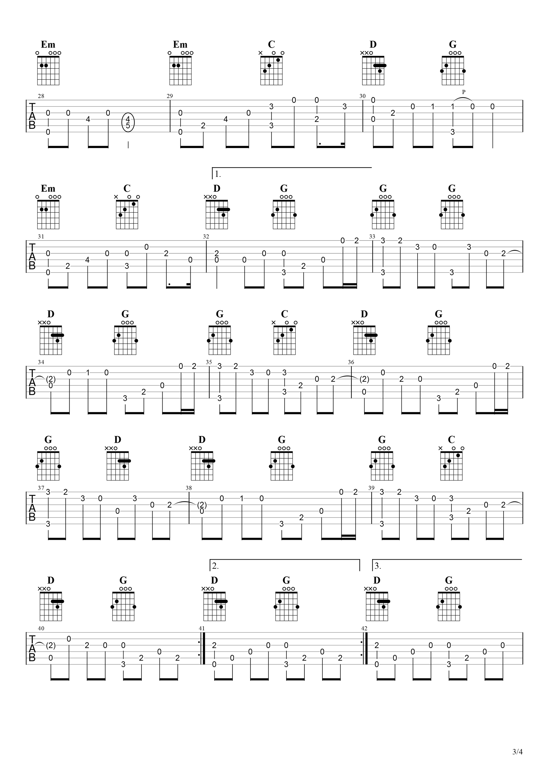 白月光与朱砂痣指弹吉他谱-3