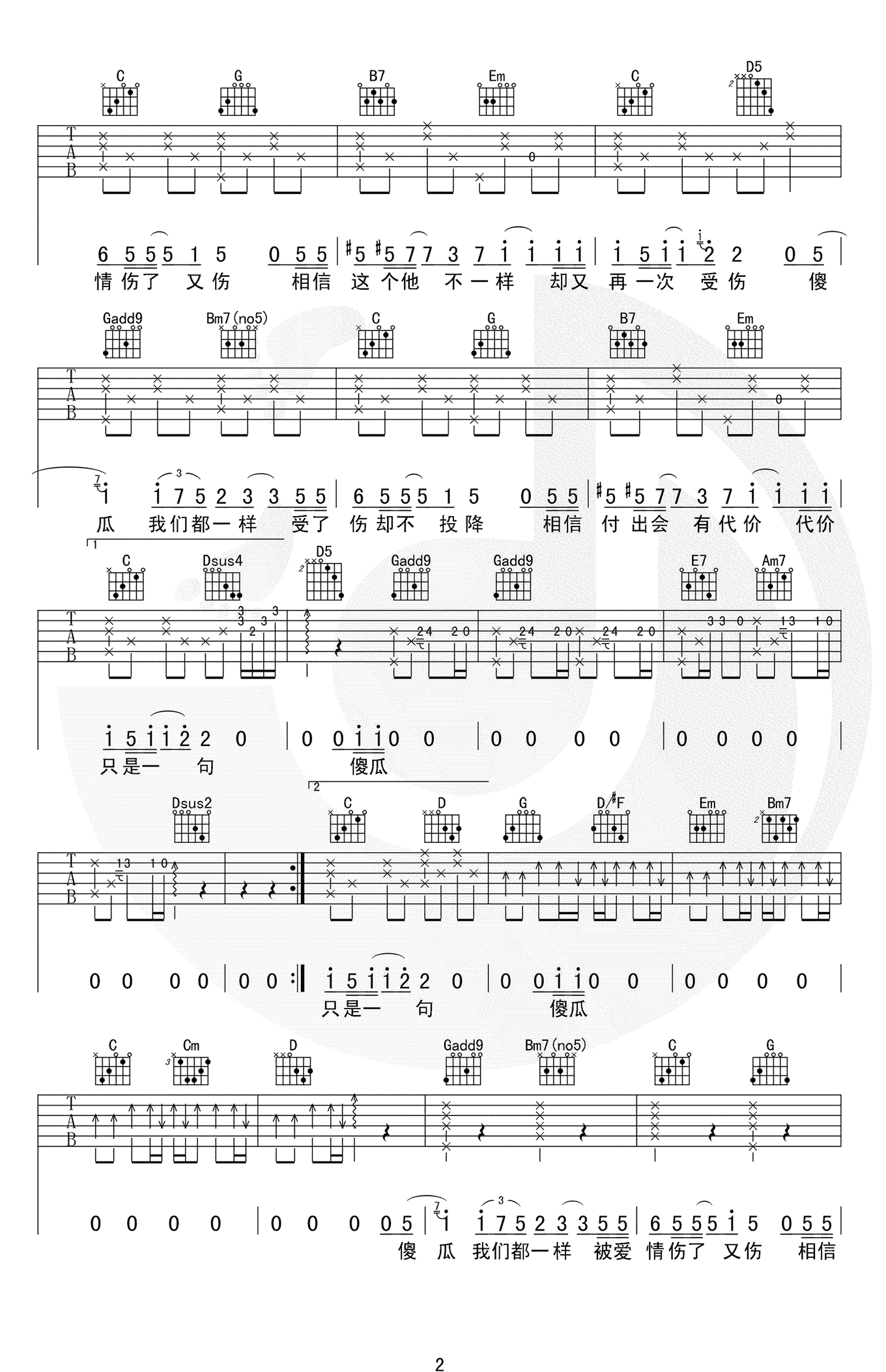 温岚傻瓜吉他谱2