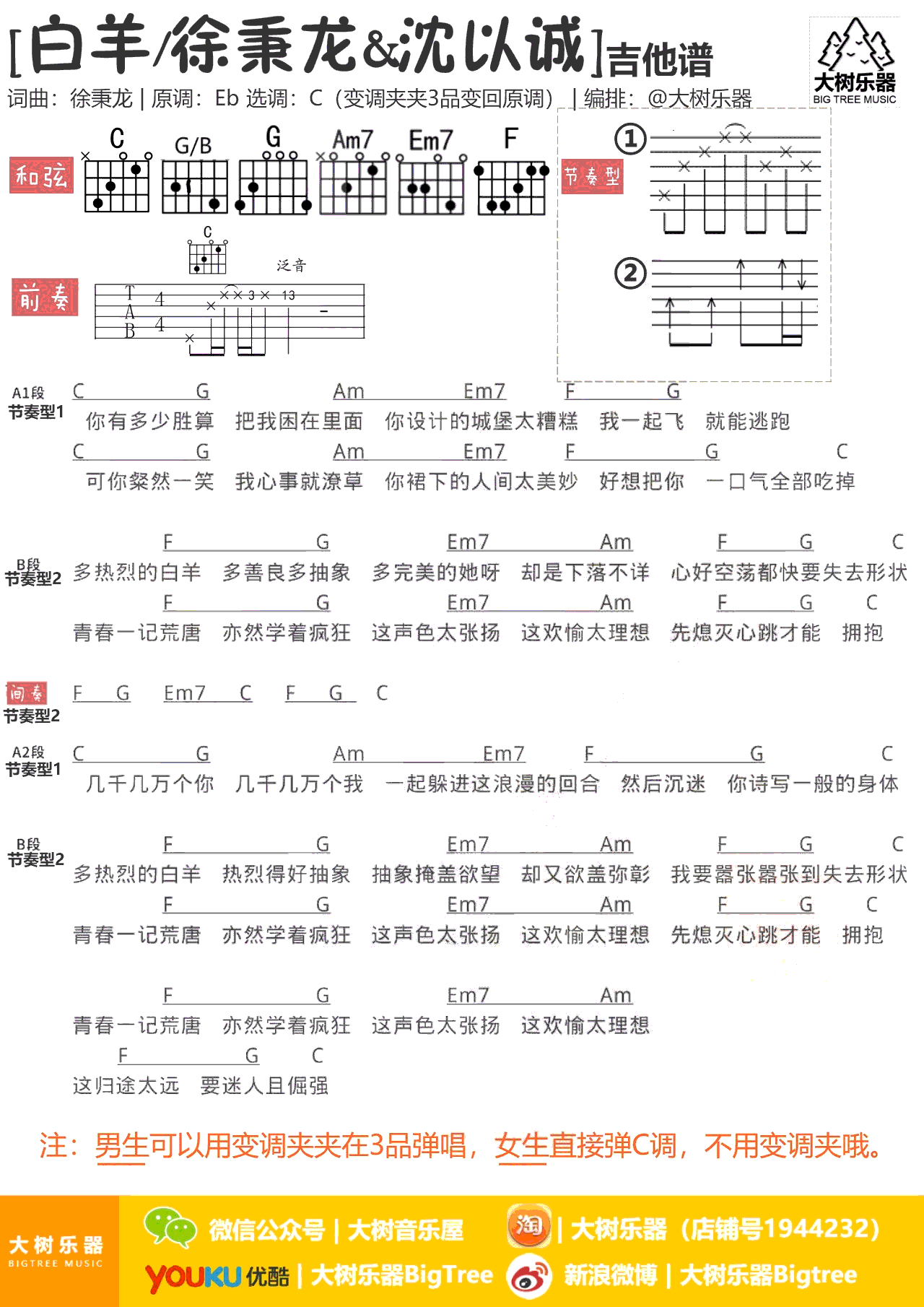 白羊吉他谱1