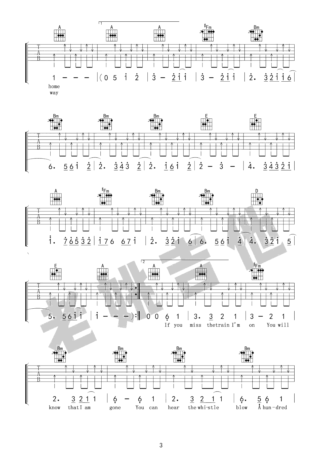 500 Miles吉他谱3