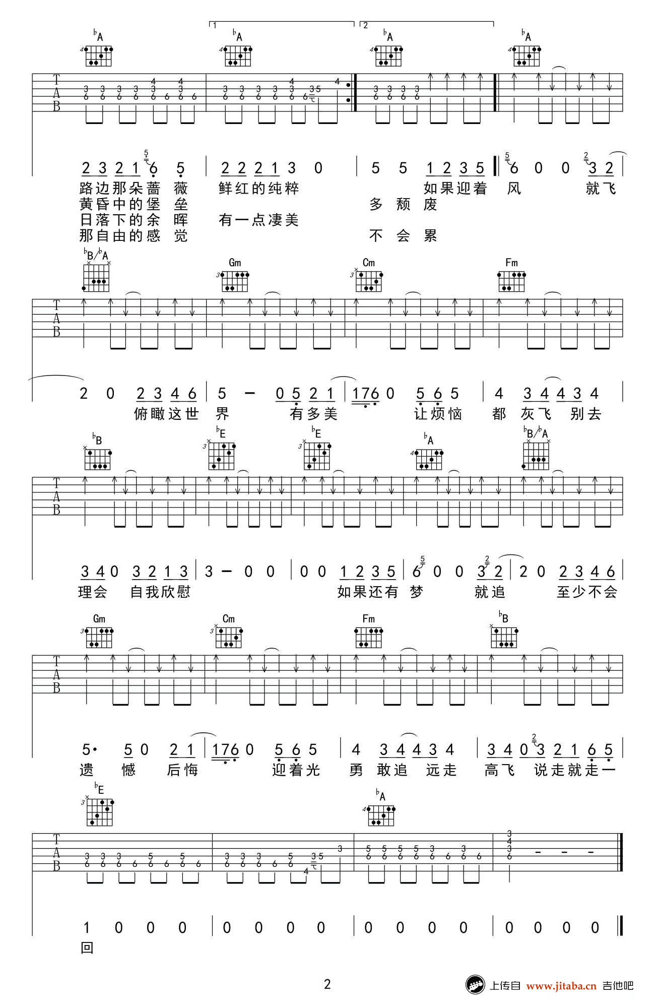 金志文《远走高飞》吉他谱