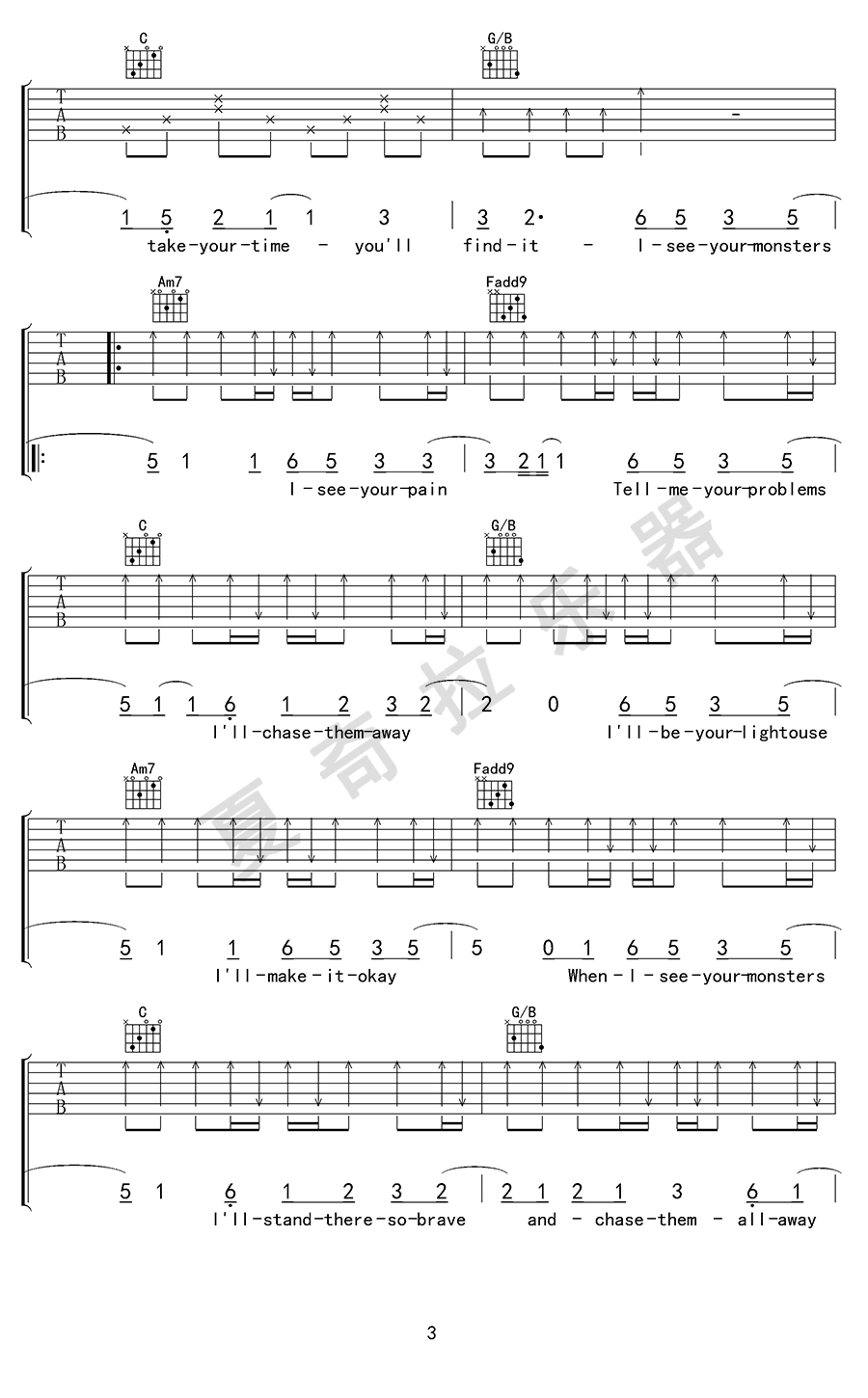 Monsters吉他谱 Katie Sky-3