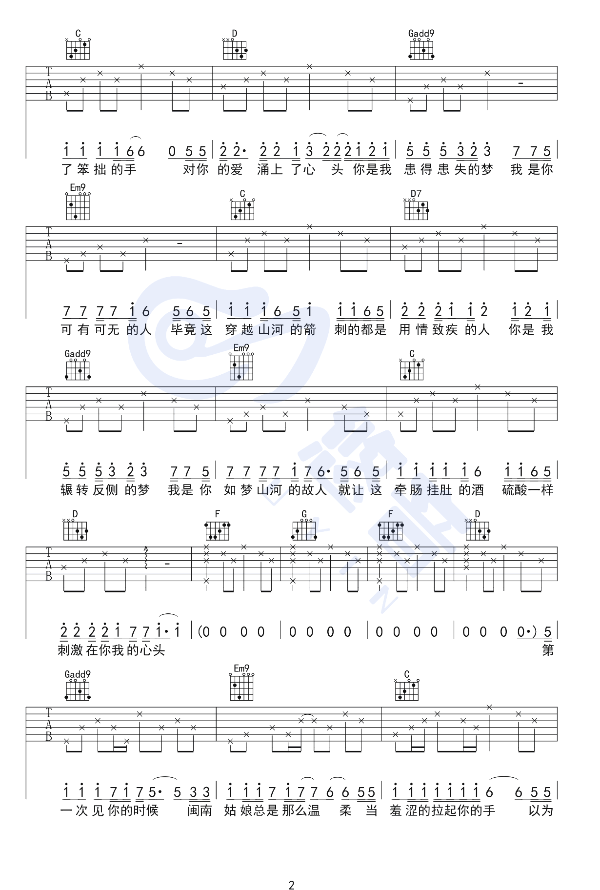 解忧邵帅《写给黄淮》吉他谱2