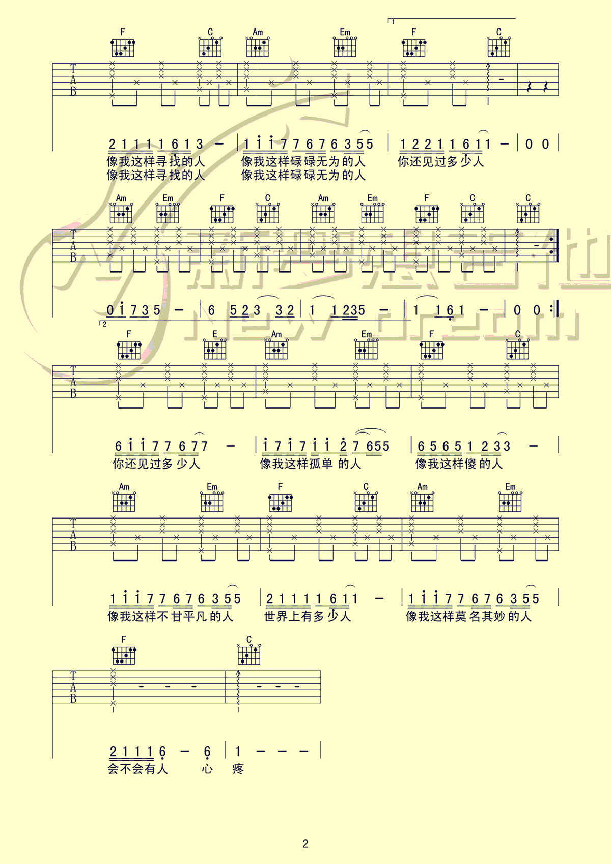 像我这样的人吉他谱2