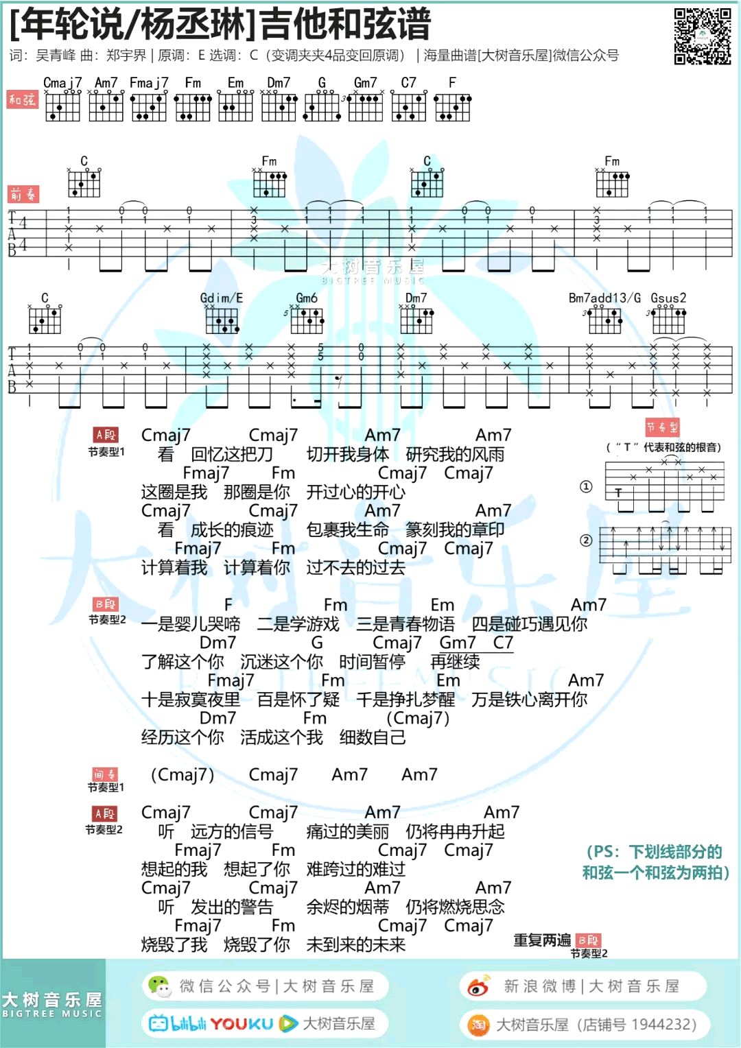 杨丞琳《年轮说》吉他谱-1