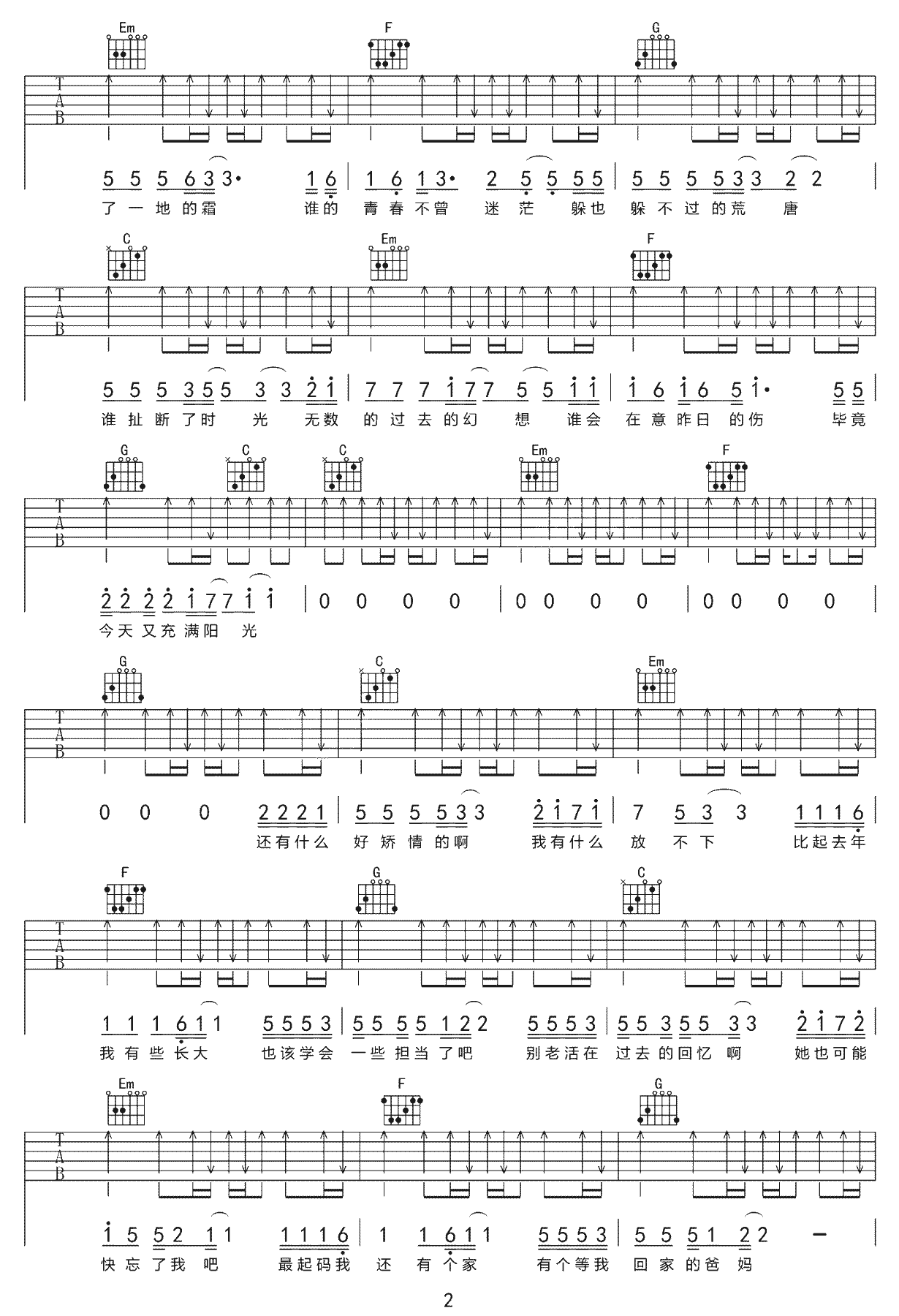 解忧邵帅《过期的青春》吉他谱-2