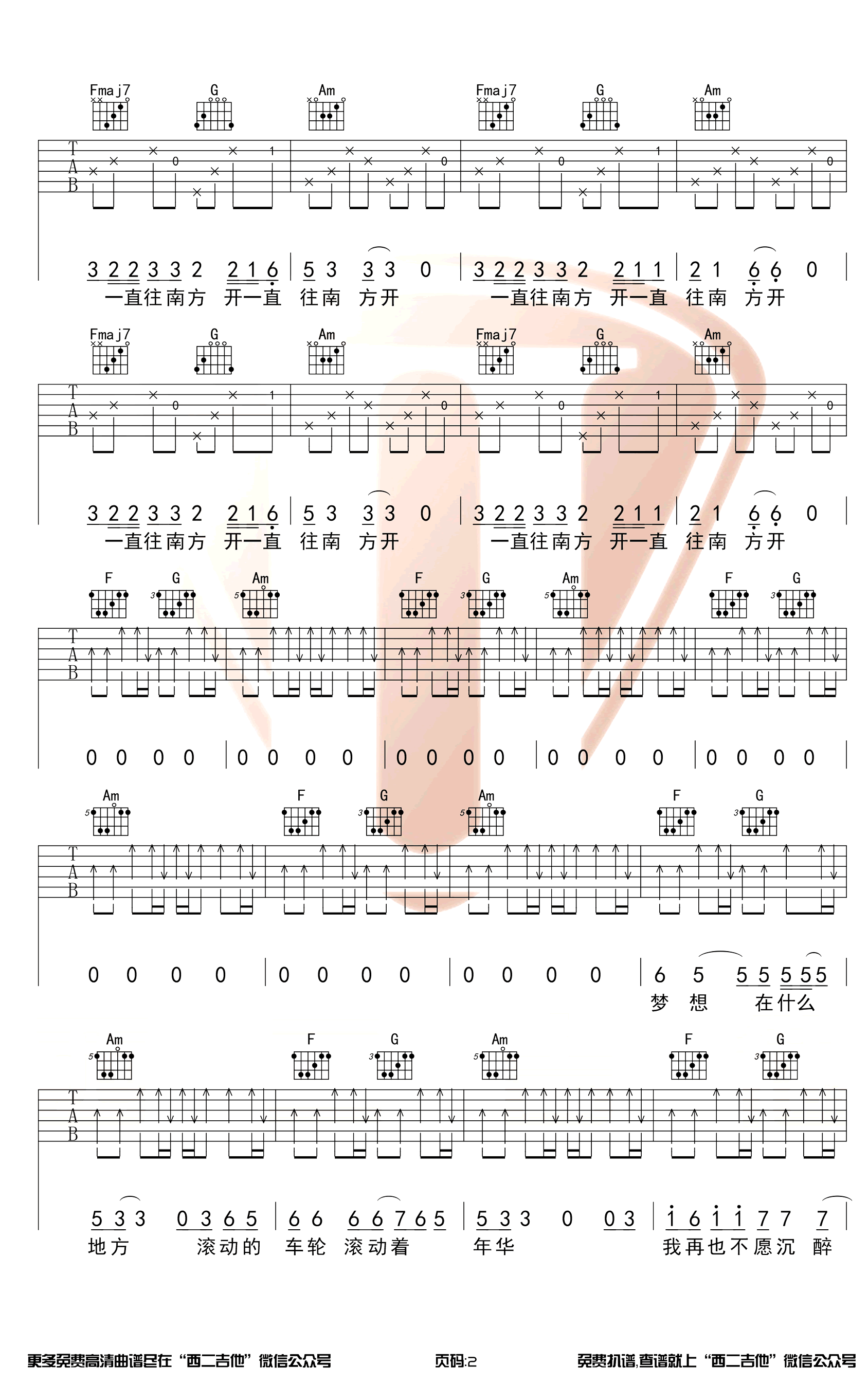 痛仰乐队《公路之歌》吉他谱-2