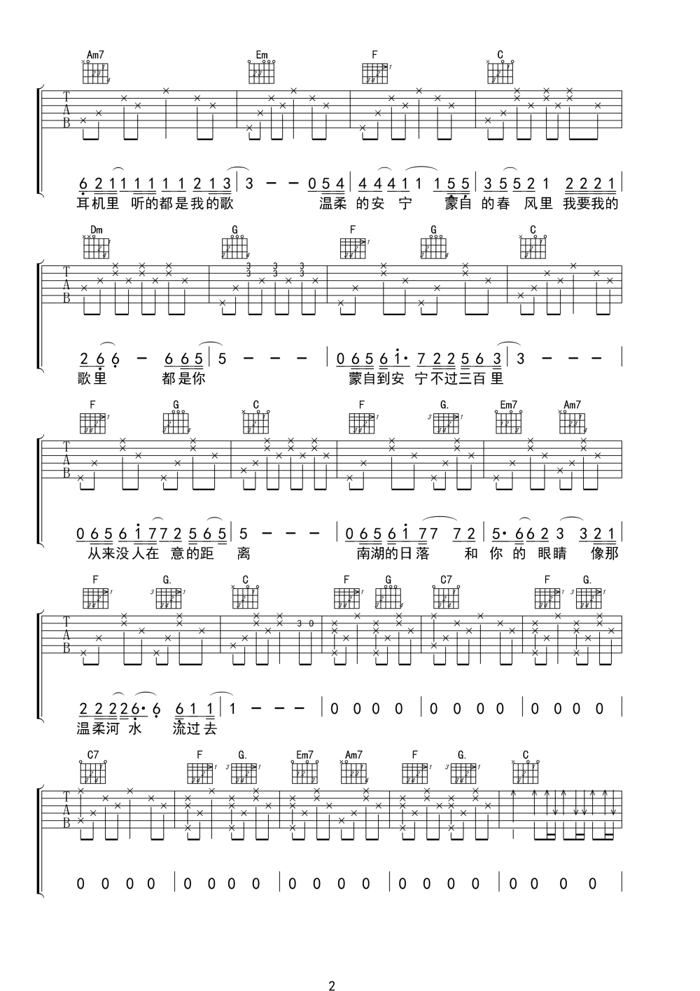 倪华《从蒙自到安宁的距离》吉他谱