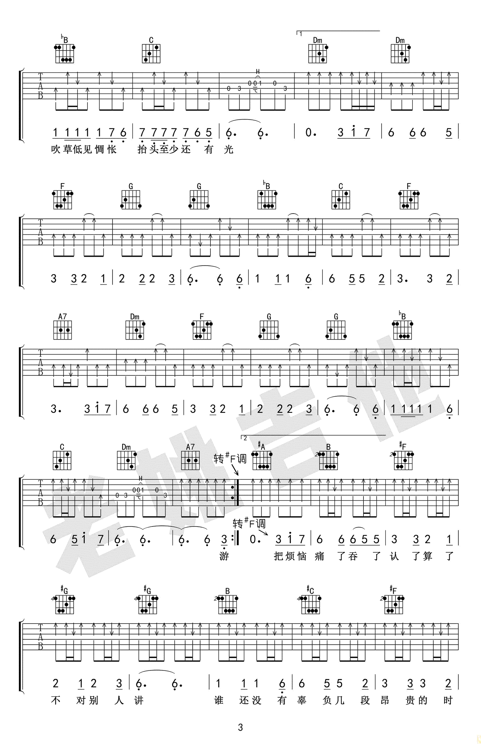 毛不易《牧马城市》吉他谱