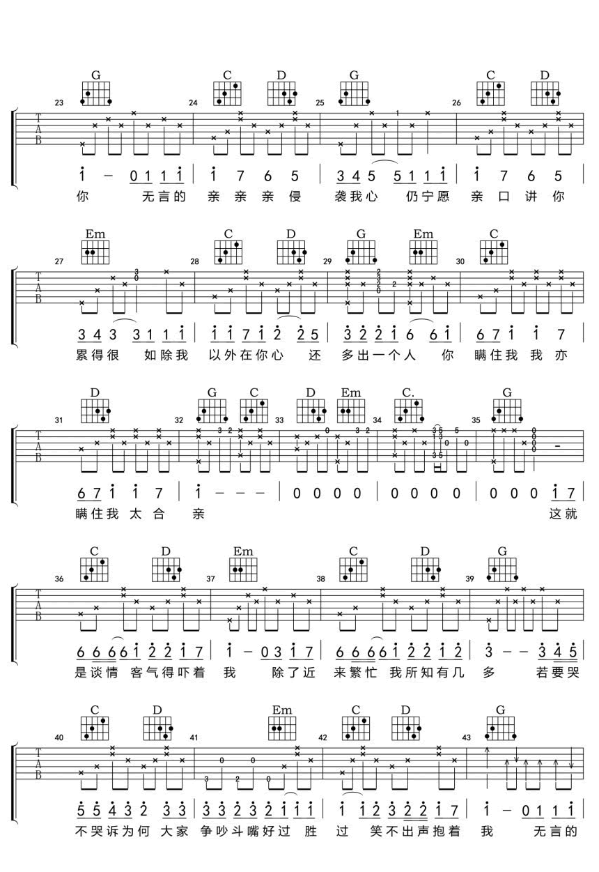 陈柏宇《你瞒我瞒》吉他谱-2