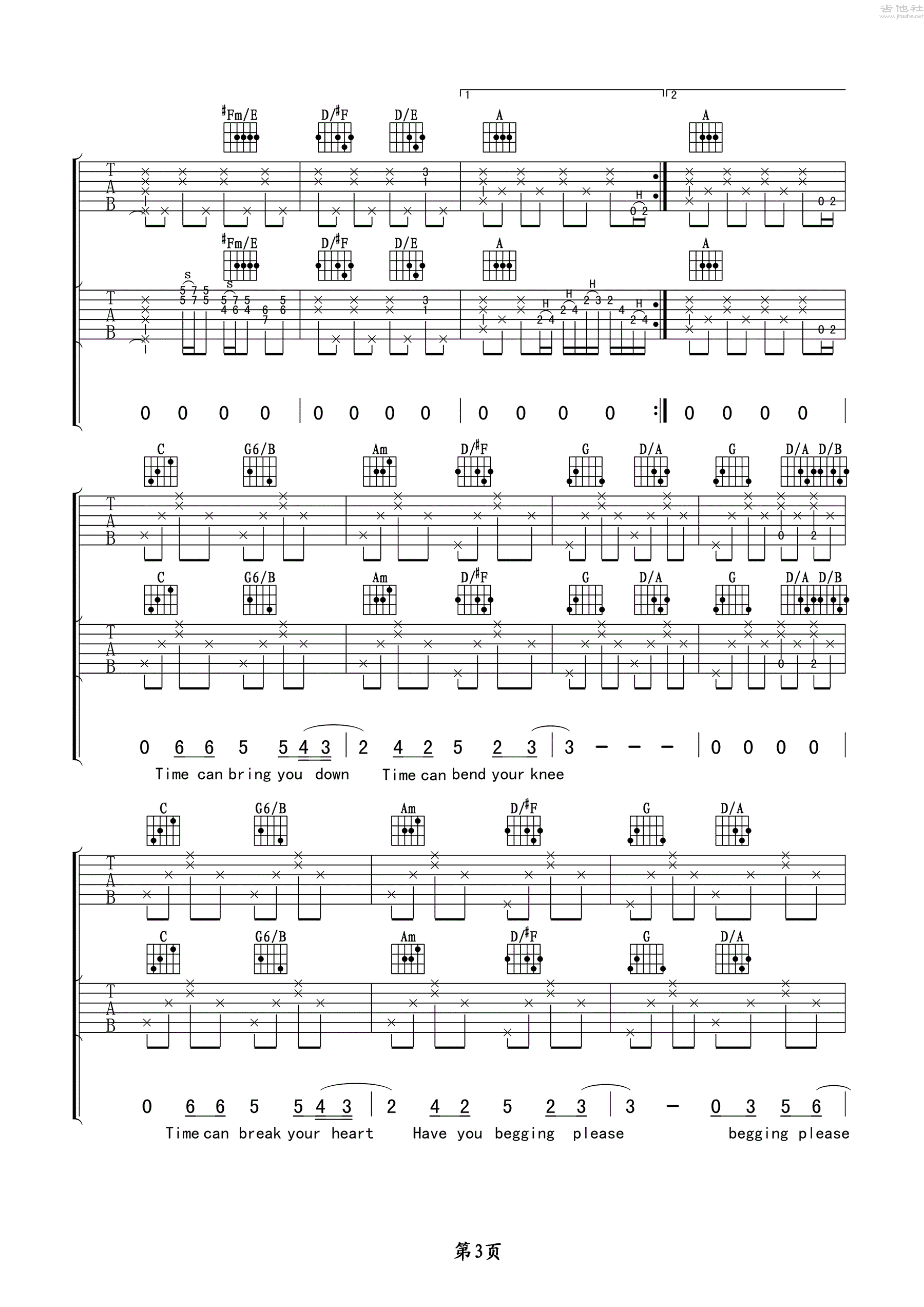 Tears In Heaven吉他谱3