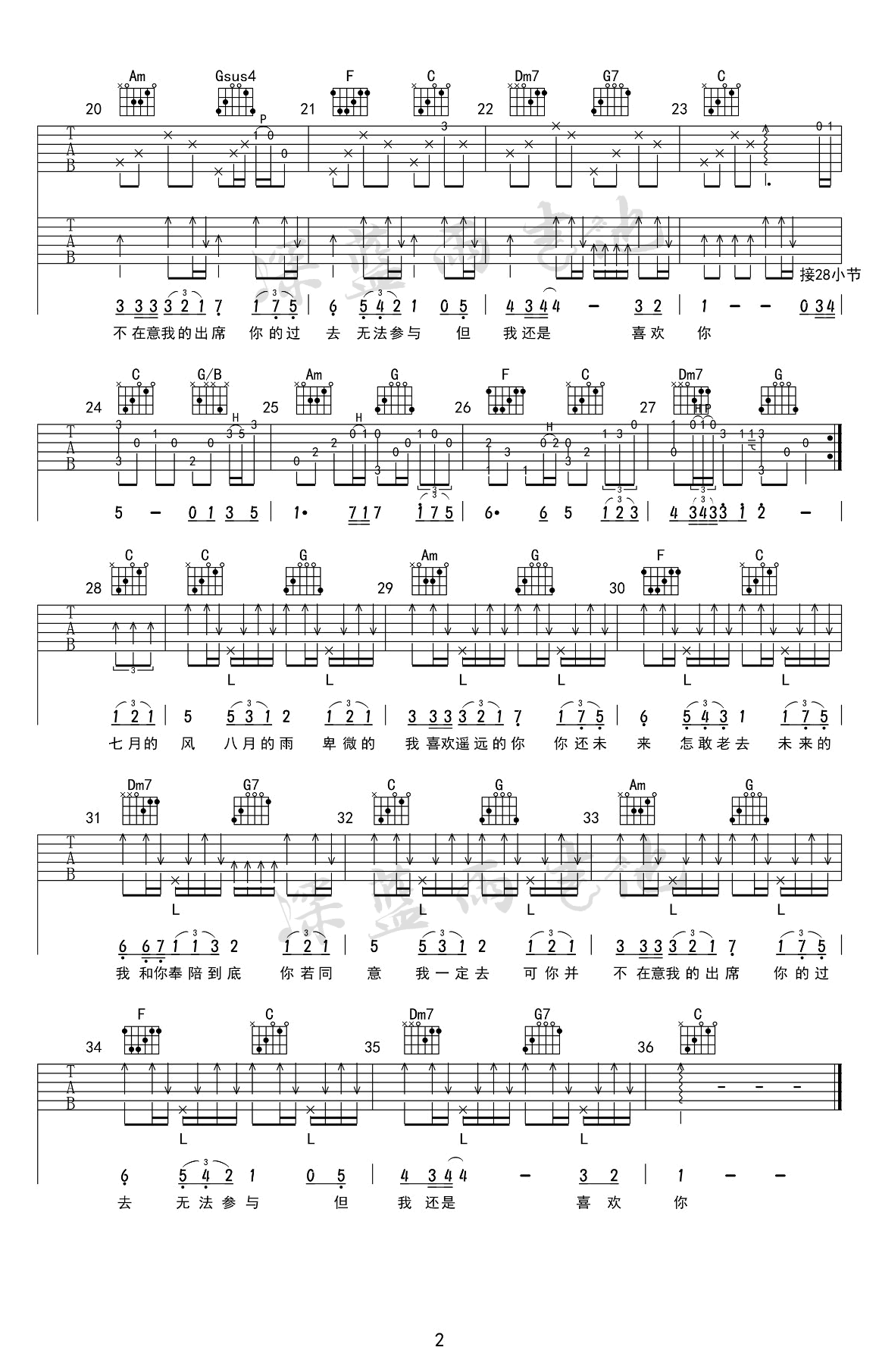 遥远的你吉他谱 弹唱教学视频2