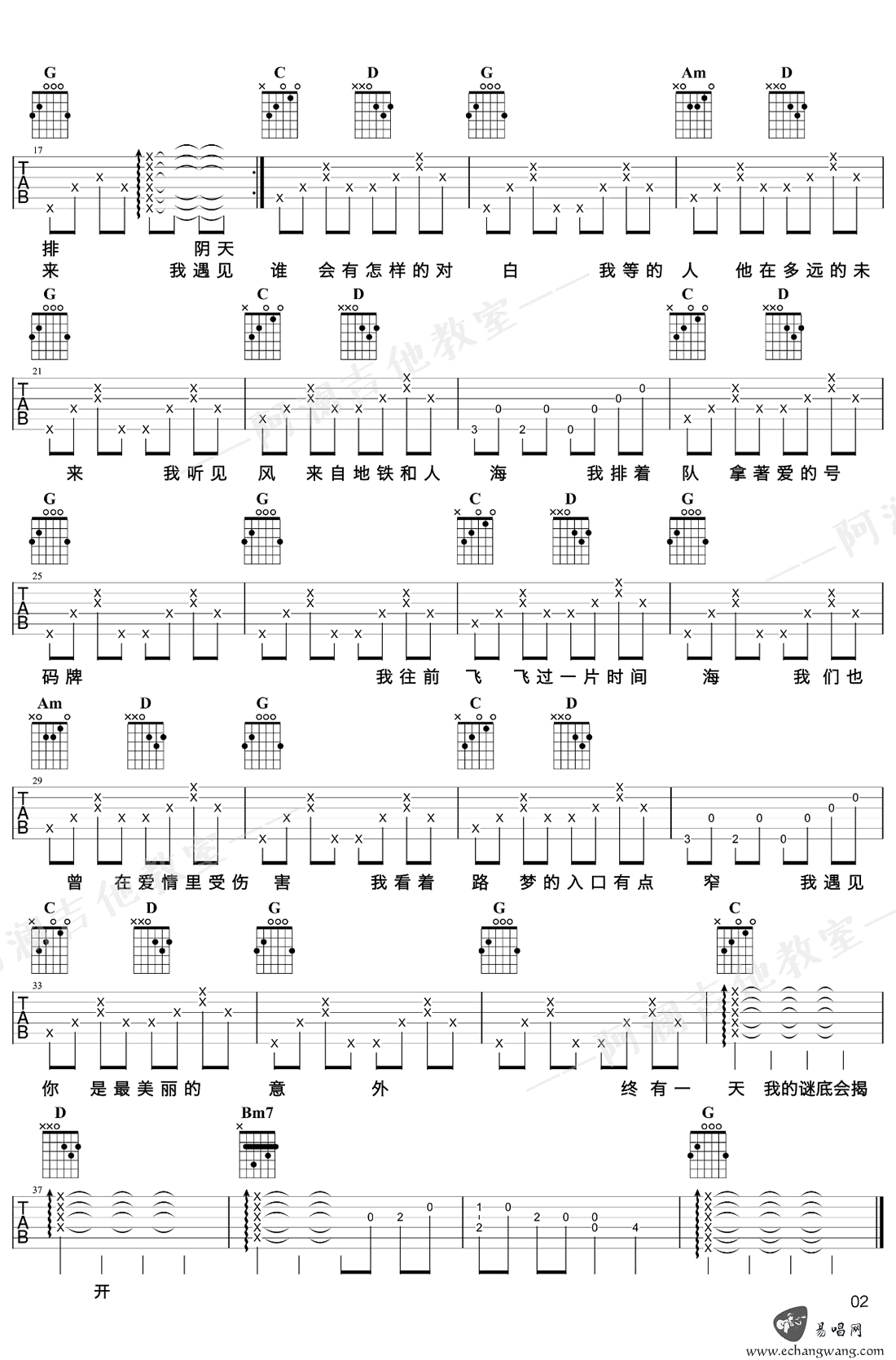 孙燕姿 遇见吉他谱2