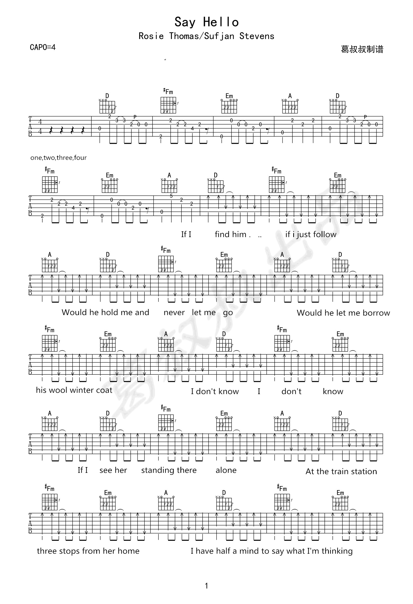 Say Hello吉他谱-1