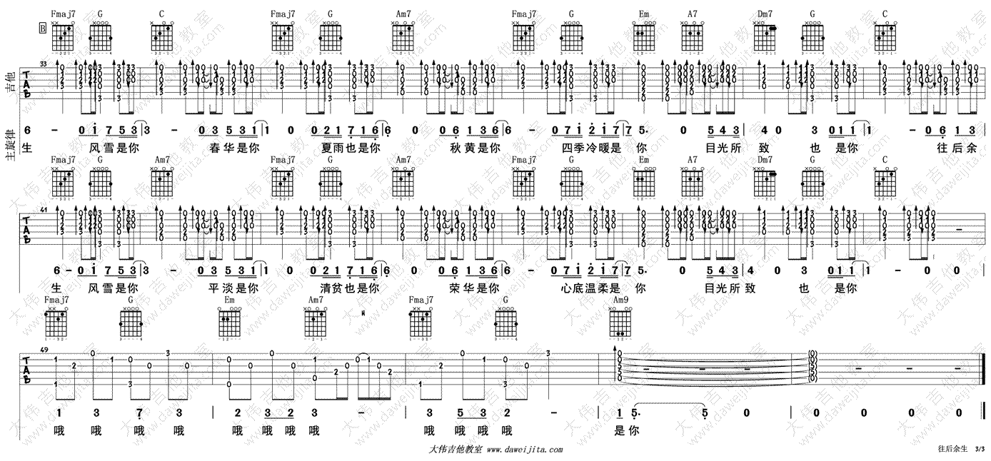 马良 往后余生吉他谱3