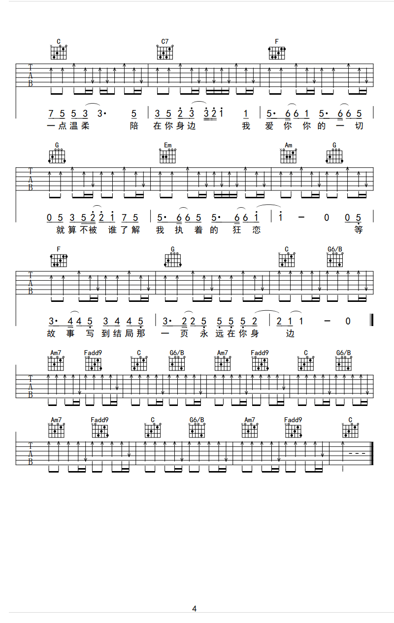 陈伟霆《清醒梦境》吉他谱-4