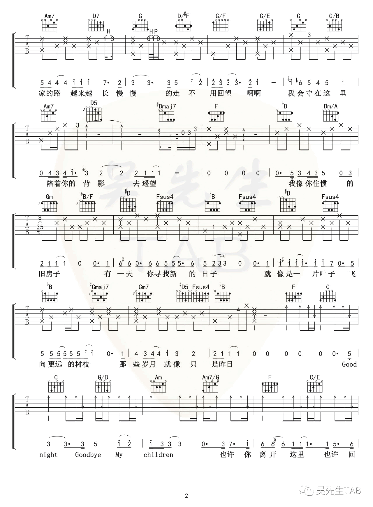 毛不易《我会守在这里》吉他谱2