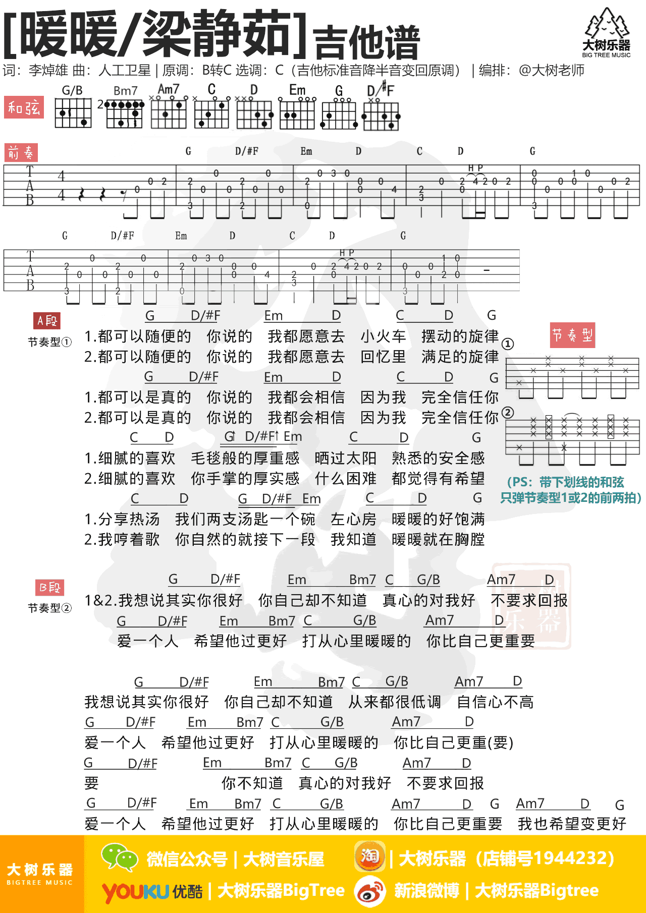 梁静茹-暖暖吉他谱