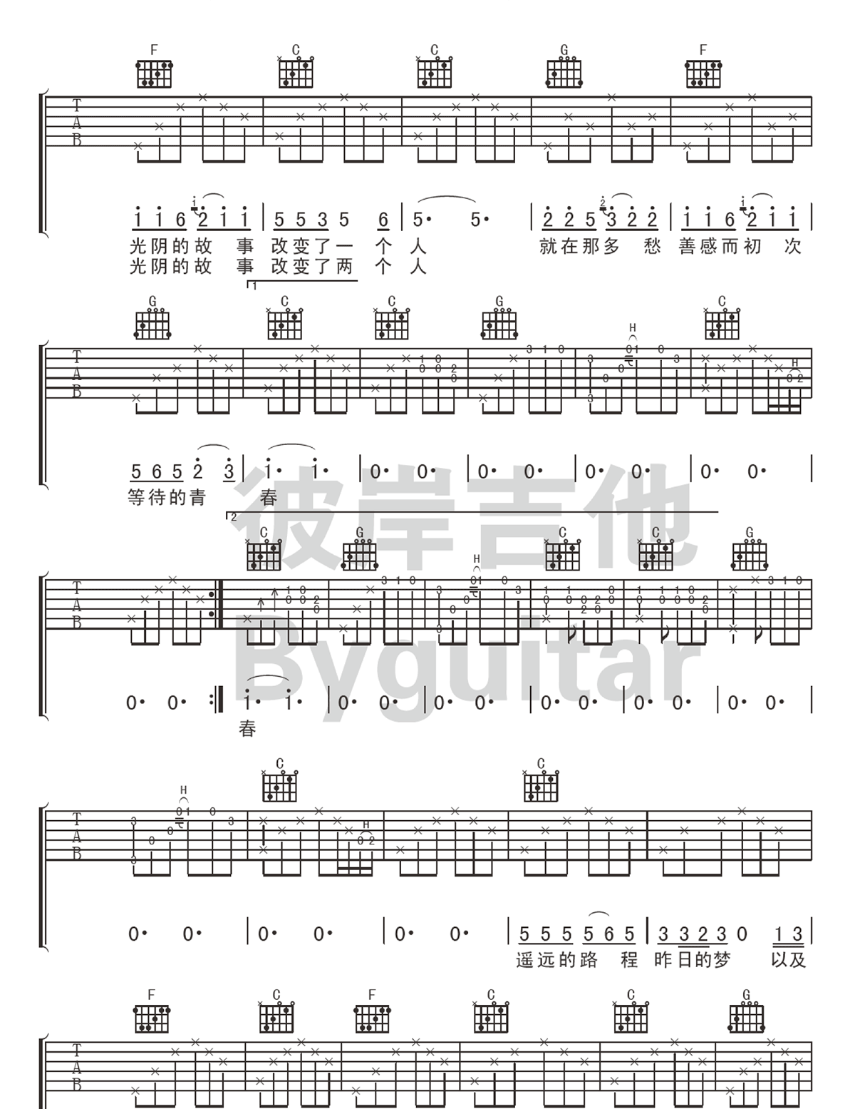 罗大佑 光阴的故事吉他谱