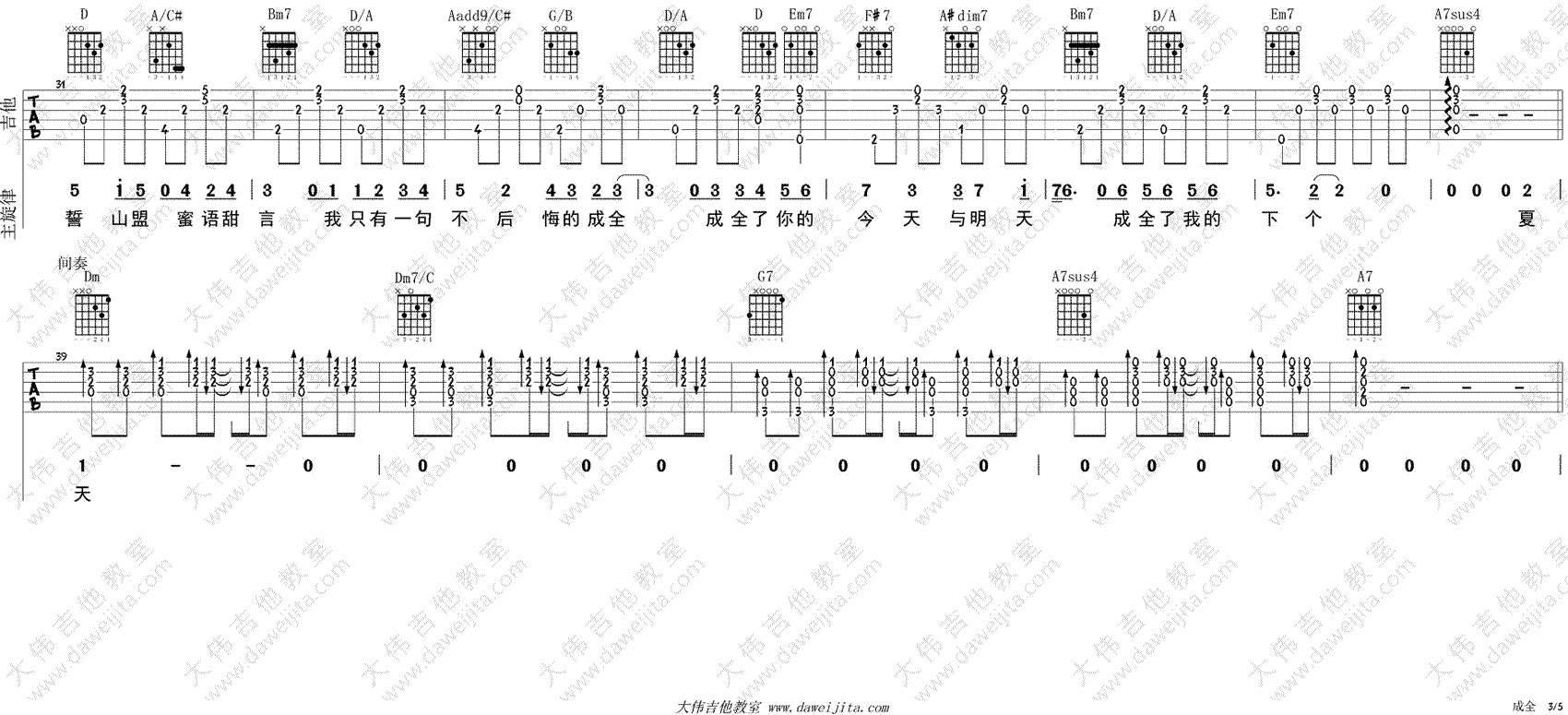 林宥嘉《成全》吉他谱