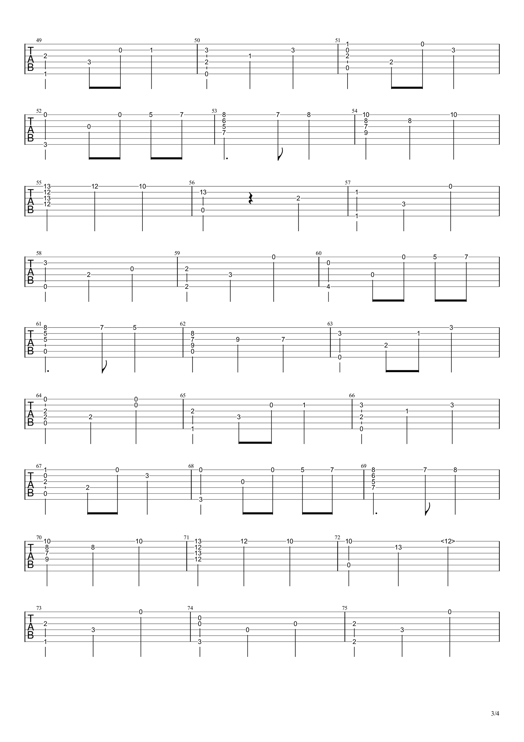 伊莎贝拉之歌指弹吉他谱 约定的梦幻岛插曲3