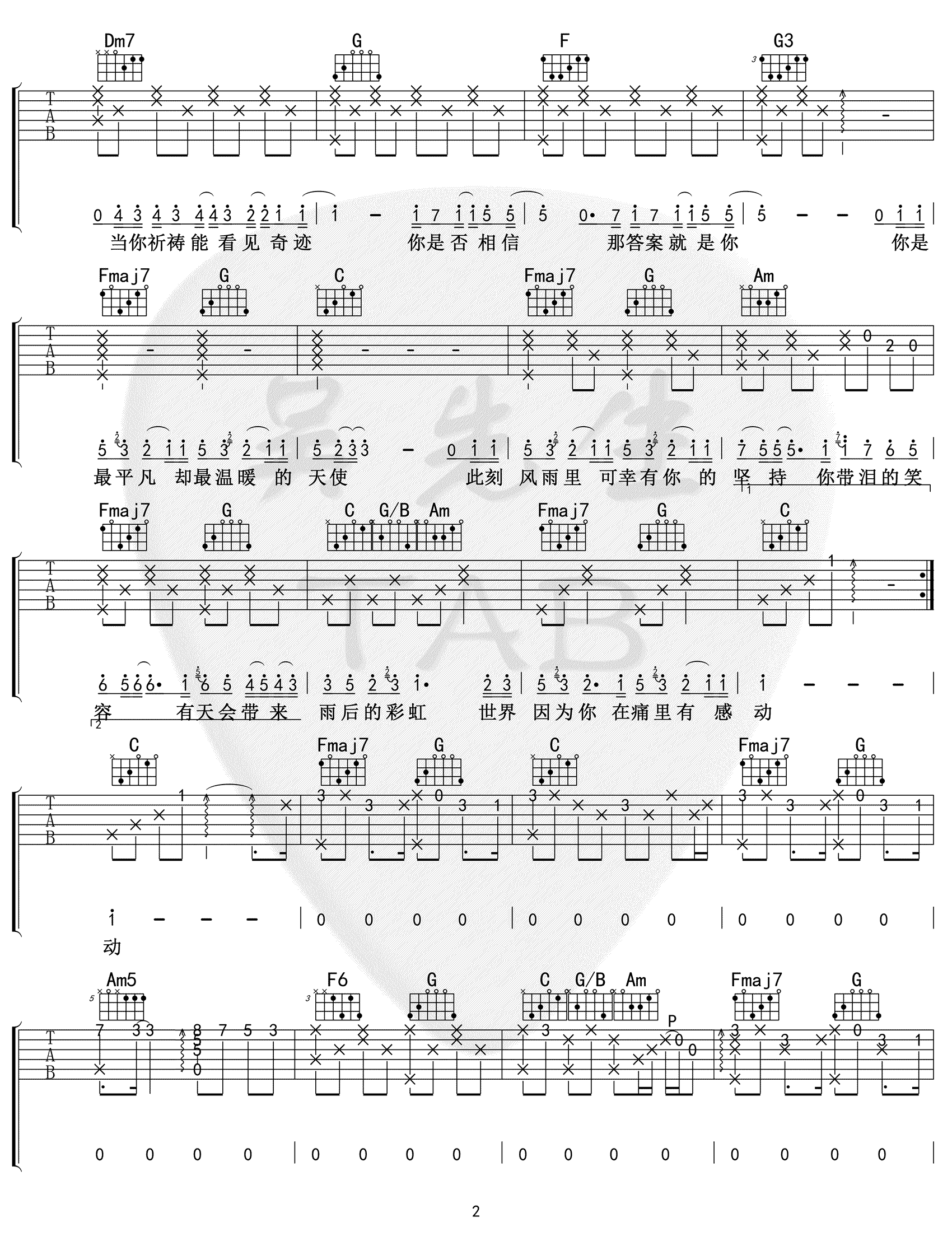 邓紫棋《平凡天使》吉他谱-2