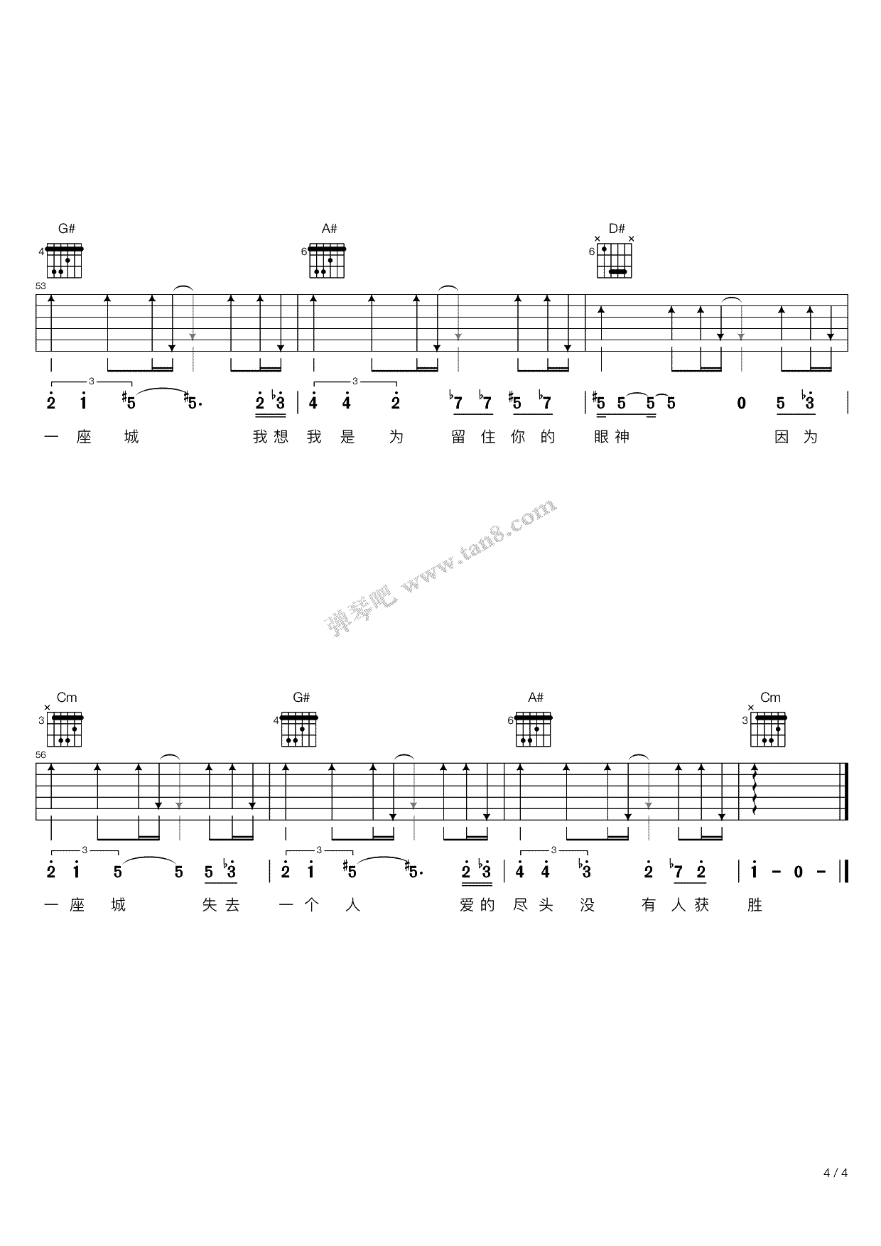 因为一个人吉他谱4