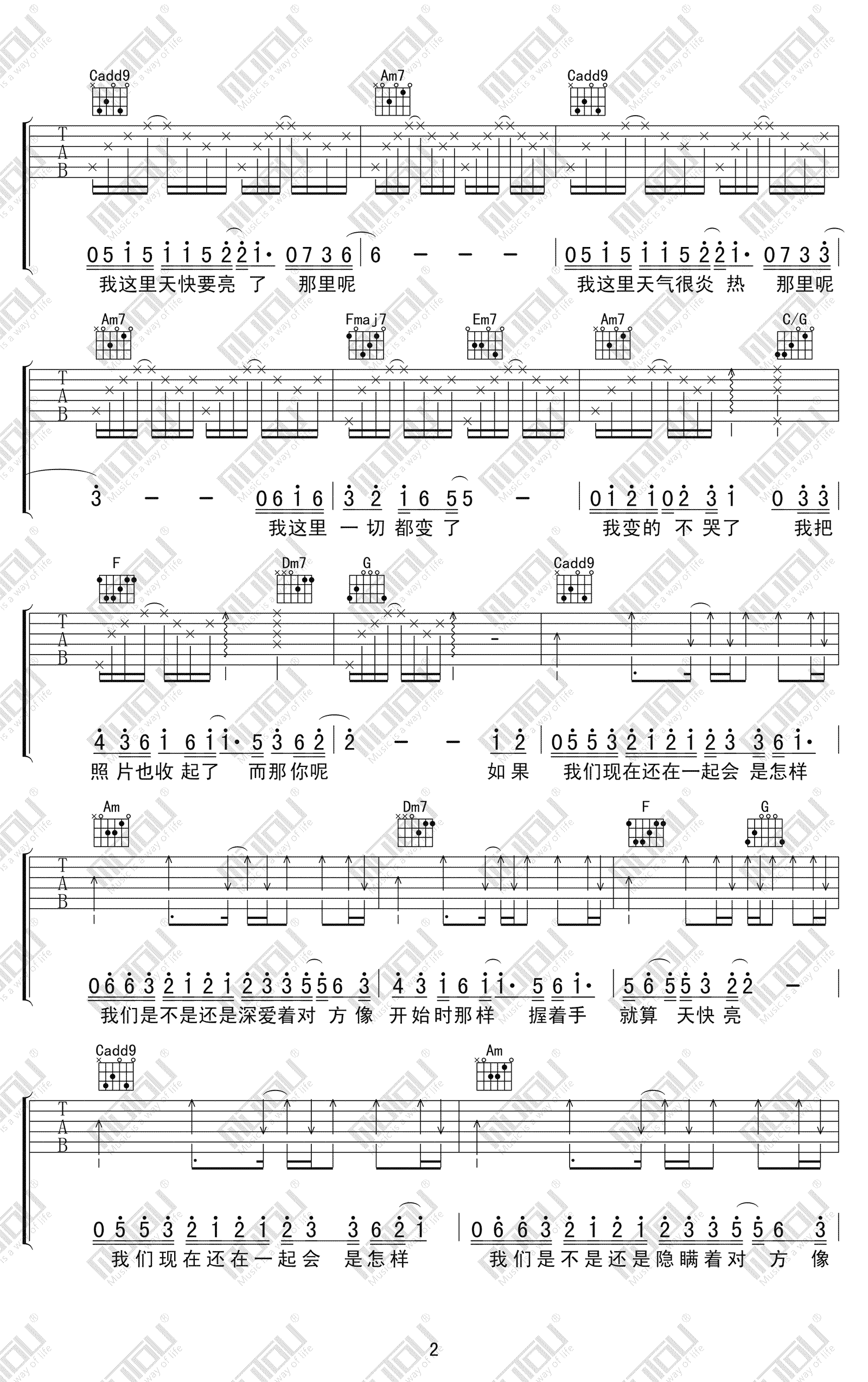 戴佩妮《怎样》吉他谱-2