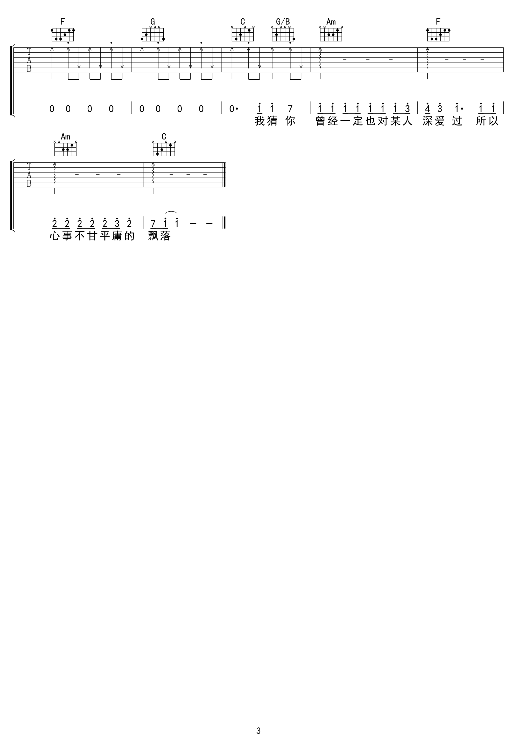 花粥《是红》吉他谱-3