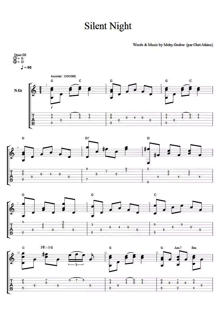 Silent night吉他谱1
