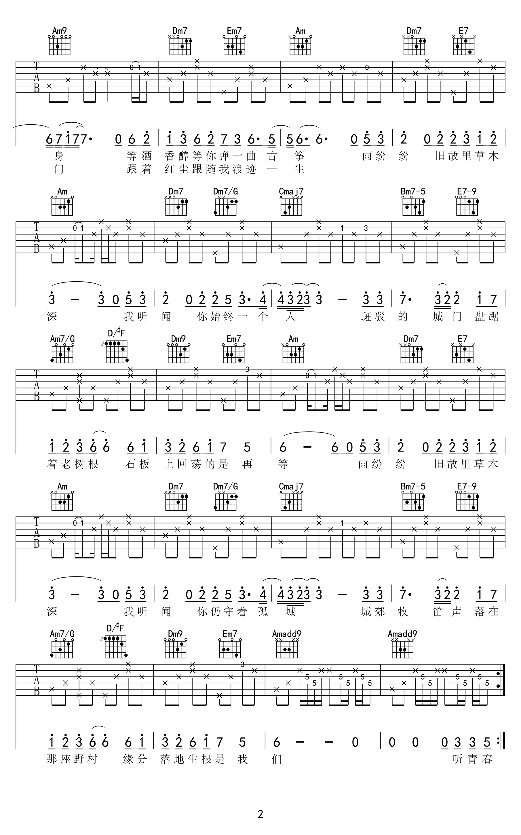 周杰伦烟花易冷吉他谱-2