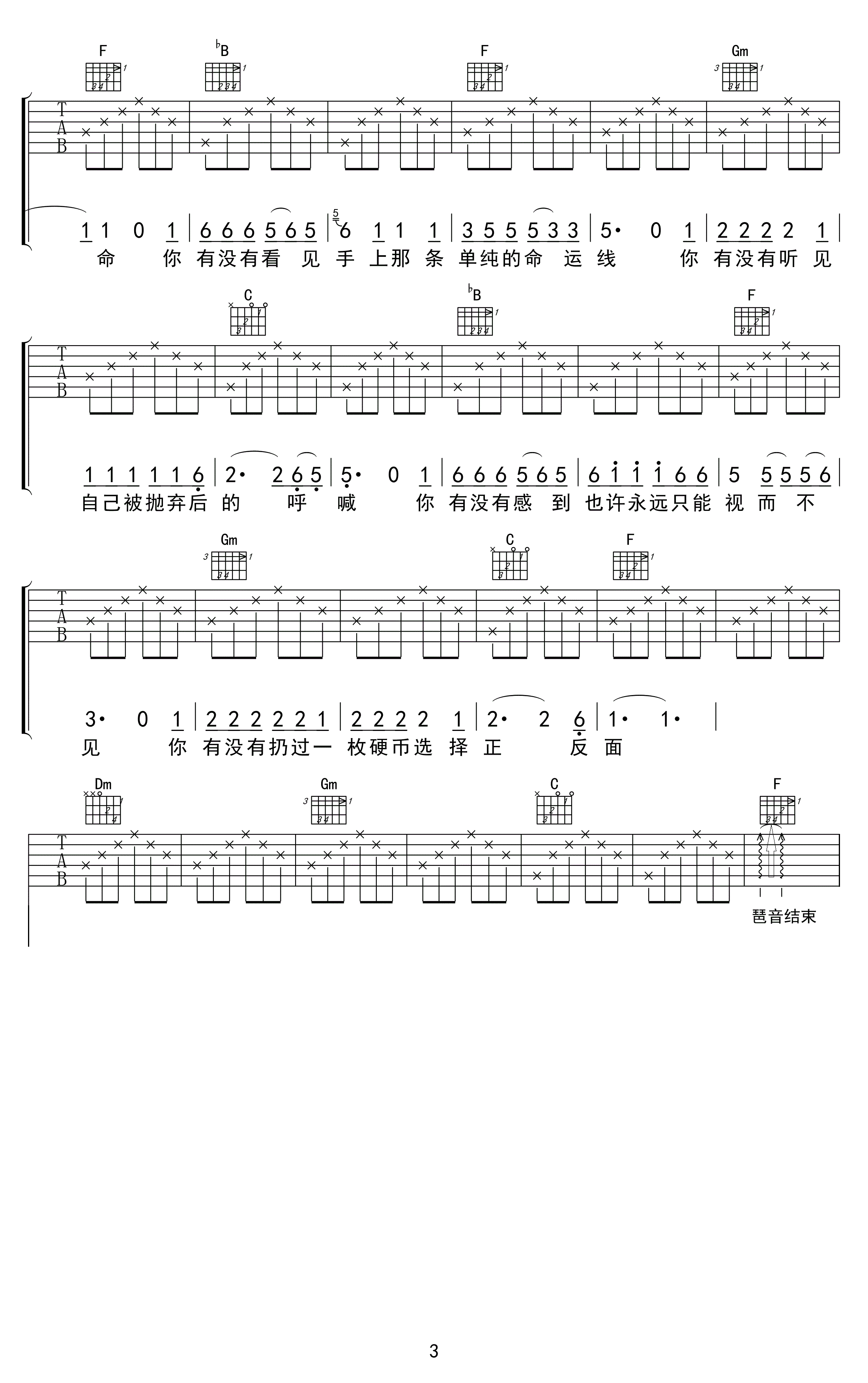 硬币吉他谱(完美版)_汪峰-3