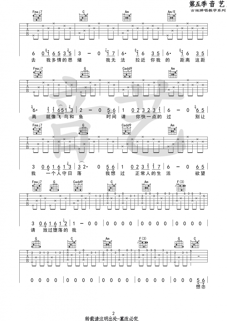 80年代的歌吉他谱 原版六线谱